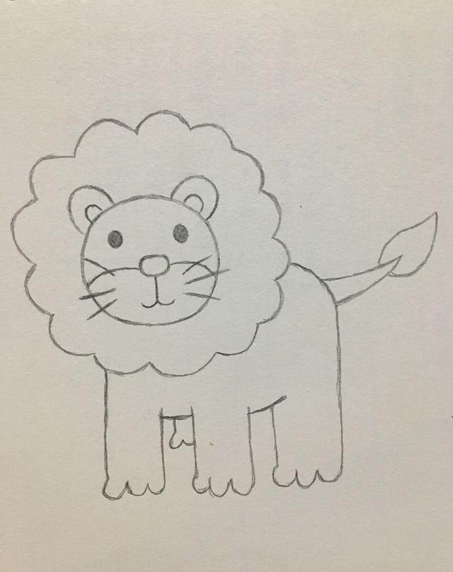 抬头的狮子简笔画图片