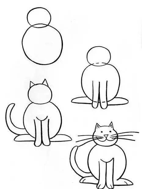 猫简笔画 猫简笔画 简单 - 水彩迷