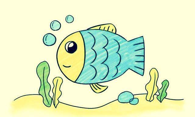 小鱼简笔画涂色图片