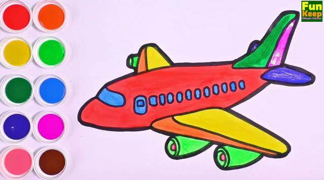 飞机简笔画简单彩色图片