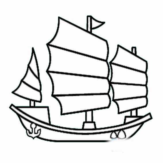 西瓜帆船的简笔画图片