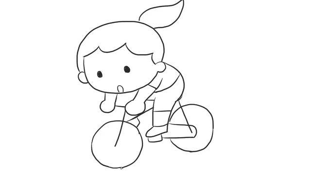 骑自行车的画法 简笔图片