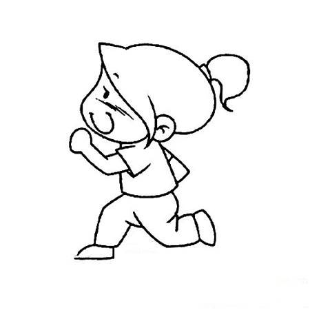 跑步的小女孩简笔画图片