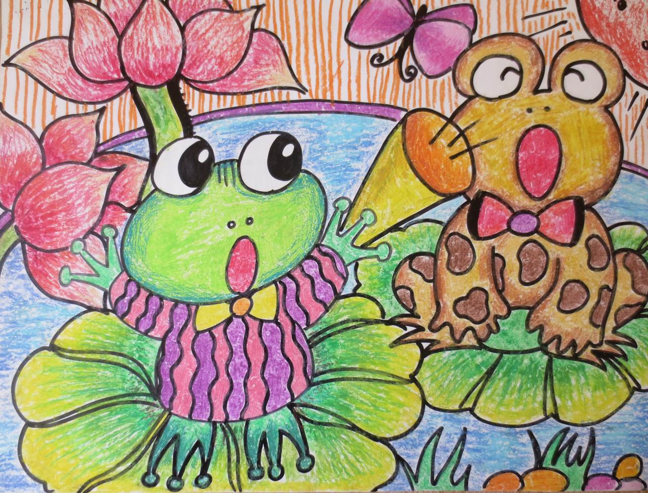 青蛙简笔画彩色虫子图片