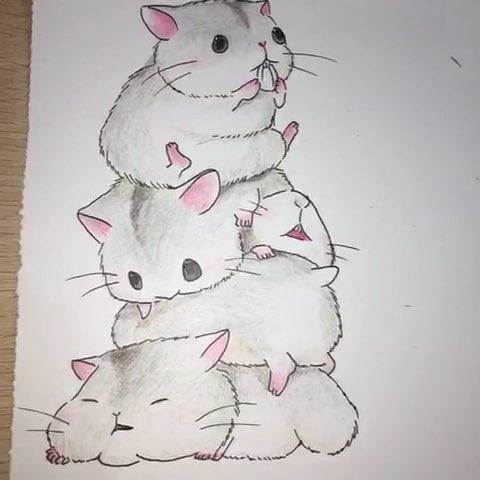 世界儿童绘画一等奖呆萌可爱小仓鼠简笔画图片【小葩手绘】手绘小仓鼠