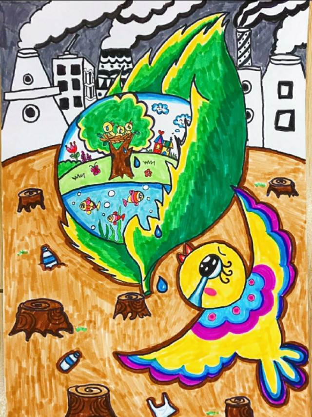 环保绘画作品五年级图片