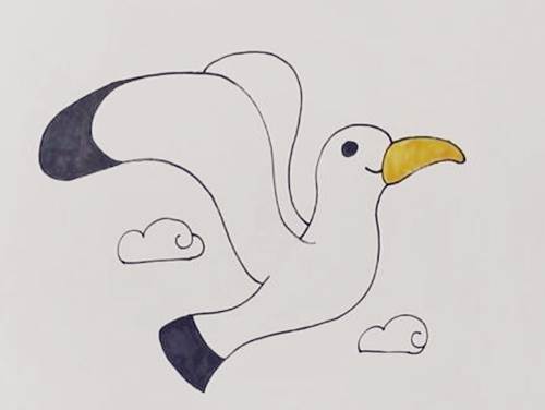 海鸥简笔画可爱图片海鸥的画法步骤儿童画绘画教程