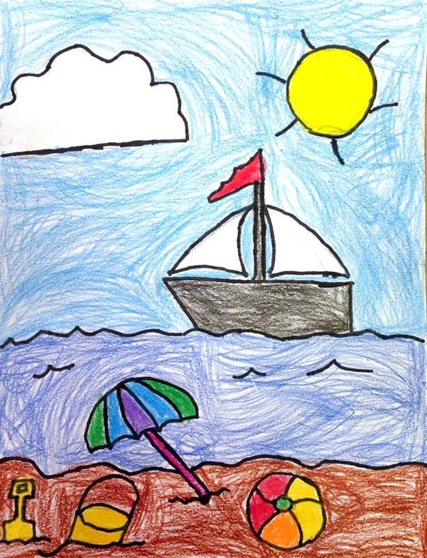 好看的小帆船简笔画 最新小帆船简笔画彩色作品