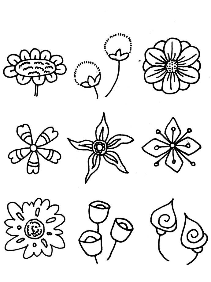 简笔画各种各样的花朵图片