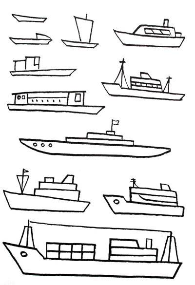 轮船简易画法图片