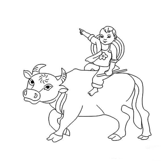 儿童骑牛简笔画图片