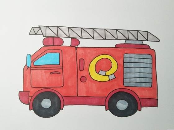 消防车画画图大全图片