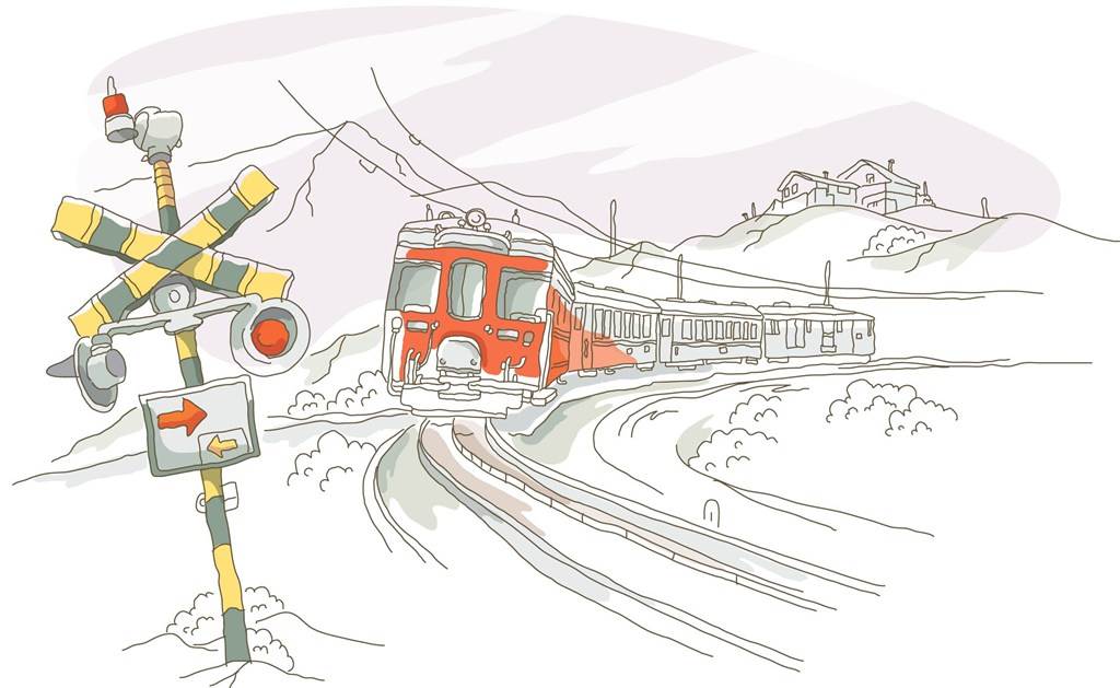 火车和火车道的简笔画图片