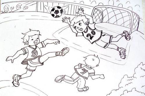 踢足球小孩简笔画漫画图片