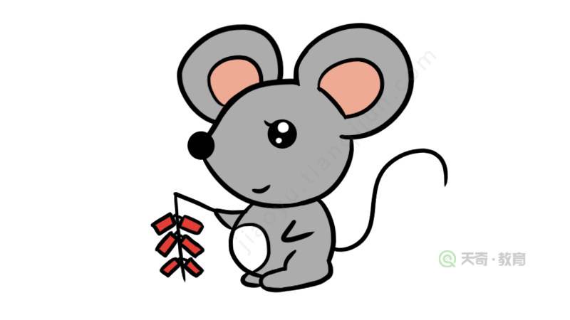 老鼠头简笔画彩色图片