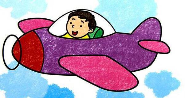 飞机简笔画彩色手绘图片