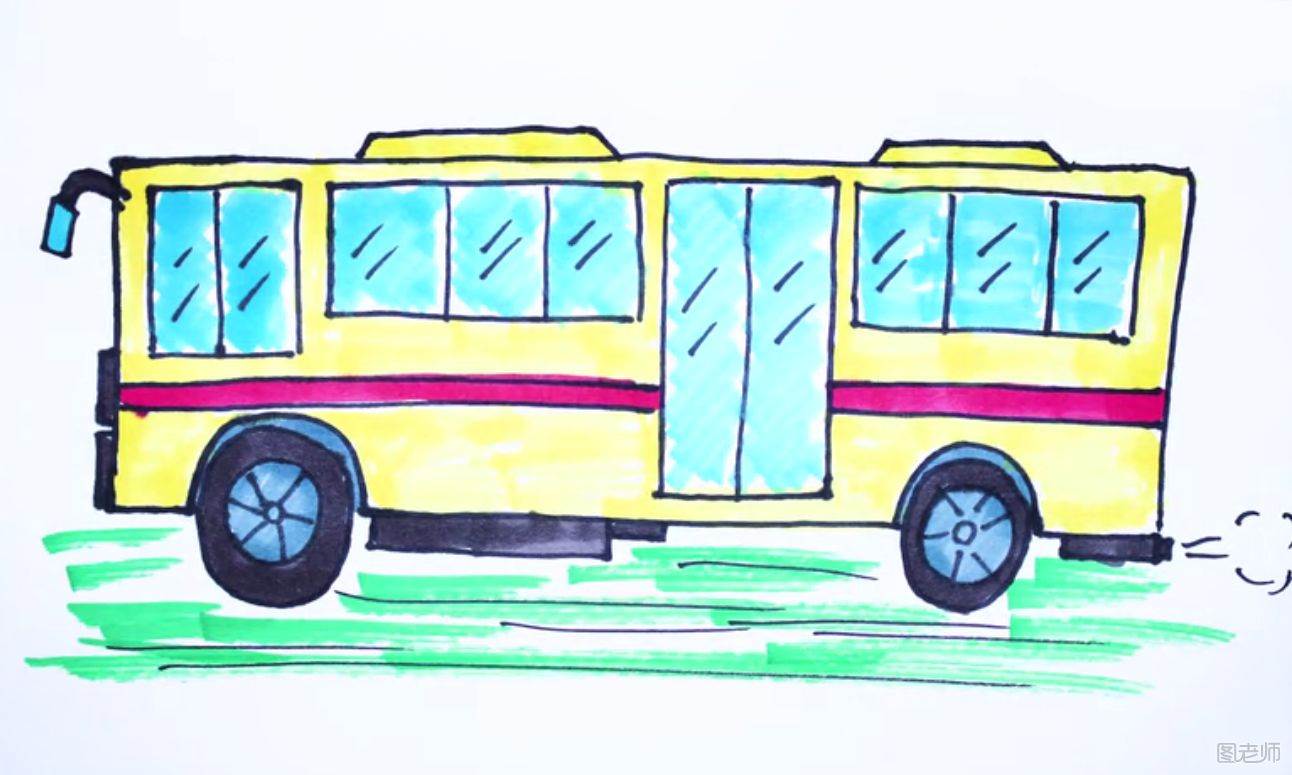 铰接式公交车简笔画图片