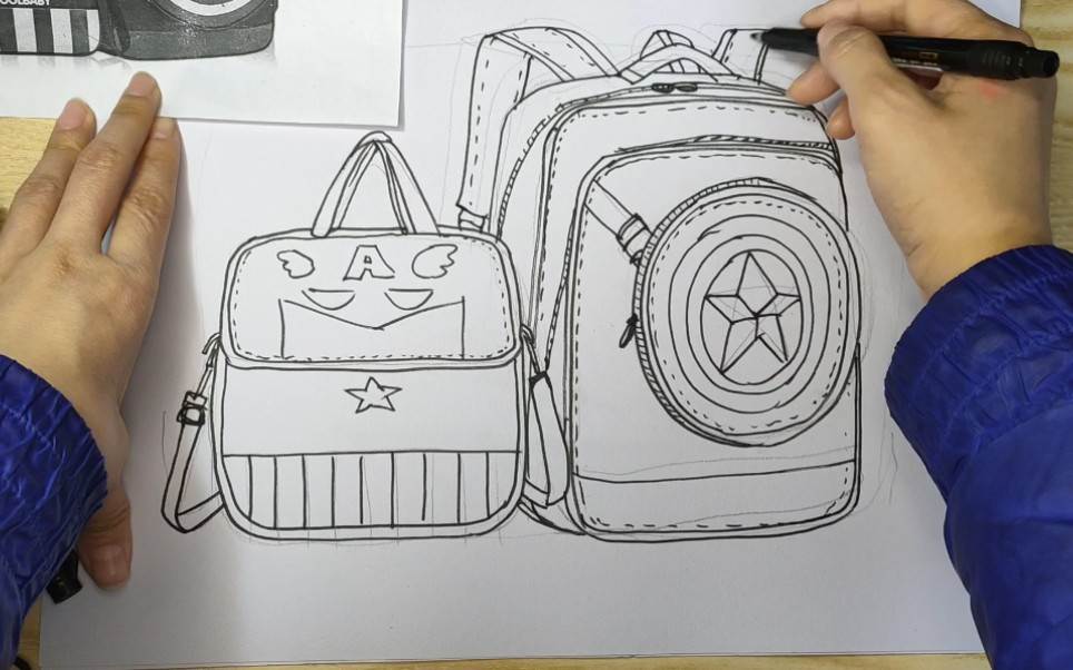 女生的书包怎么画韩版图片