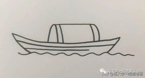 海中的小舟简笔画图片