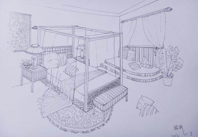 卧室设计图纸手绘图片