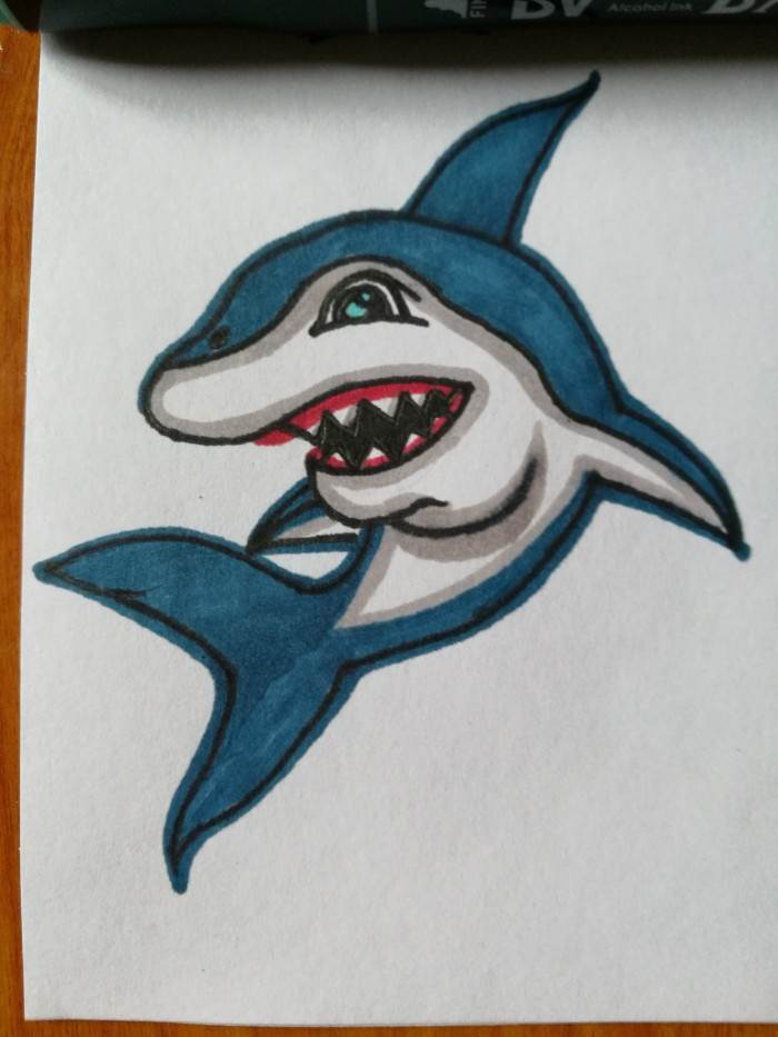 海底动物鲨鱼简笔画图片