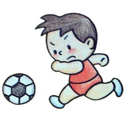 小朋友踢足球儿童画图片