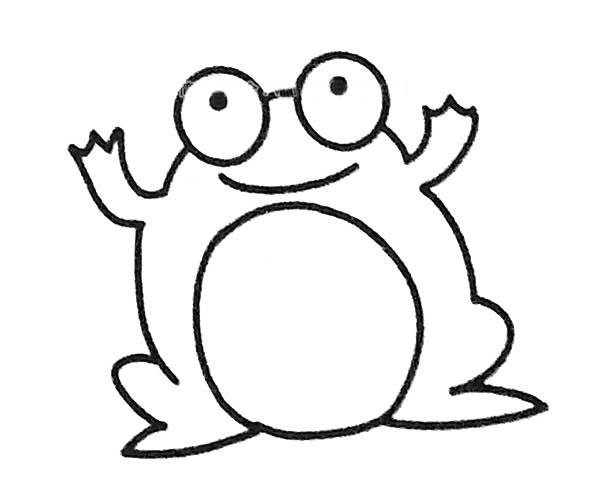 青蛙池塘绿色卡通儿童画彩笔画可爱