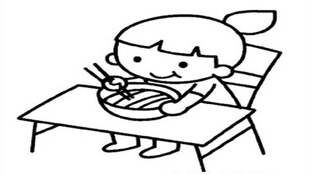 吃饭的简笔画小女孩图片