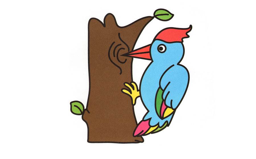 啄木鸟简笔画彩色图片