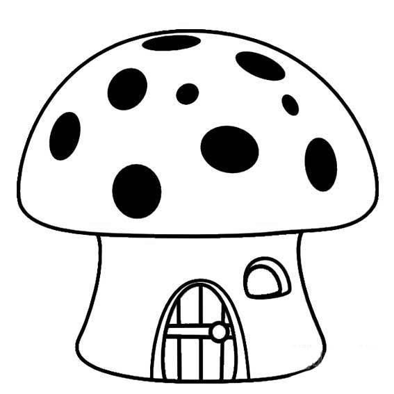 简笔画小班蘑菇房子图片