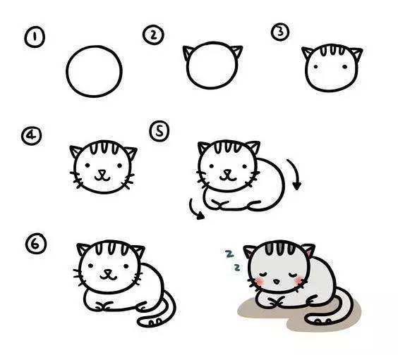 50个猫的画法大全猫的各类画法儿童简笔画猫的画法,教你怎么画猫咪