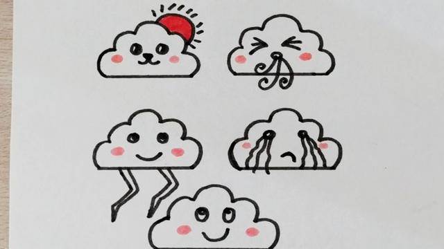 「图文 视频」云天空简笔画云朵线描卡通可爱模板免费下载