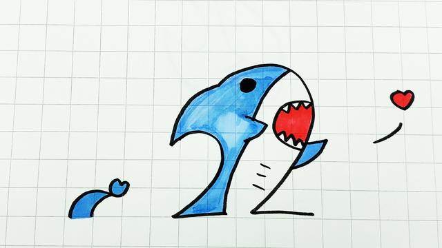 鲨鱼的简笔画 鲨鱼的简笔画 吃小鱼