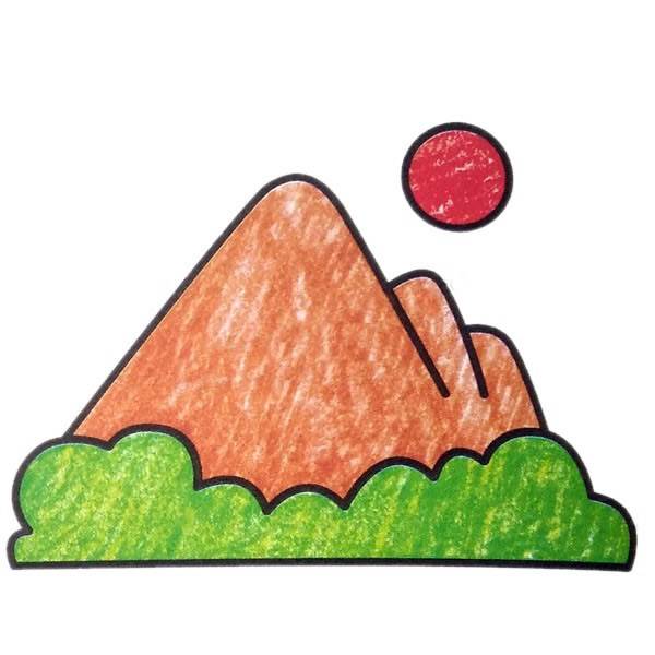 大山怎么画简笔画彩色图片