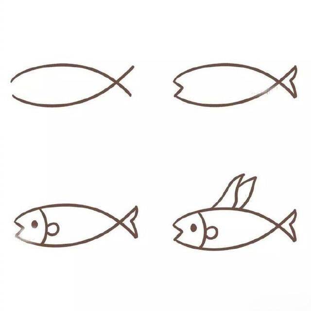 画一只简单的鱼图片