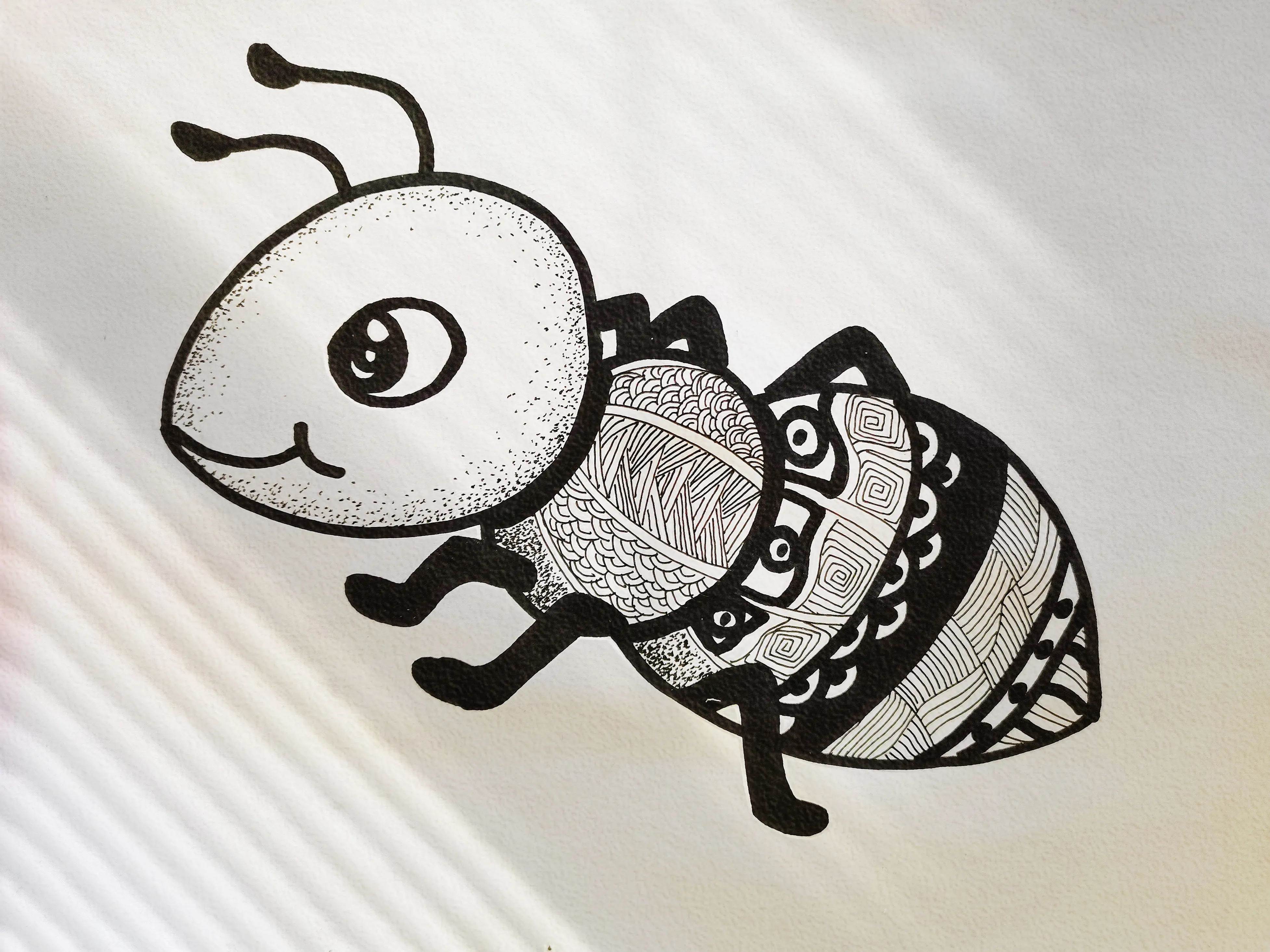 简单的蚂蚁简笔画画法图片步骤（儿童科学幻想绘画图片） - 有点网 - 好手艺