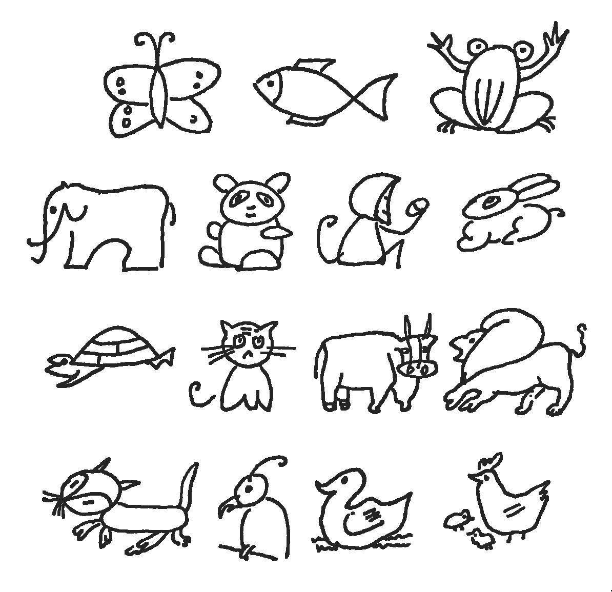 100只动物简笔画简单图片