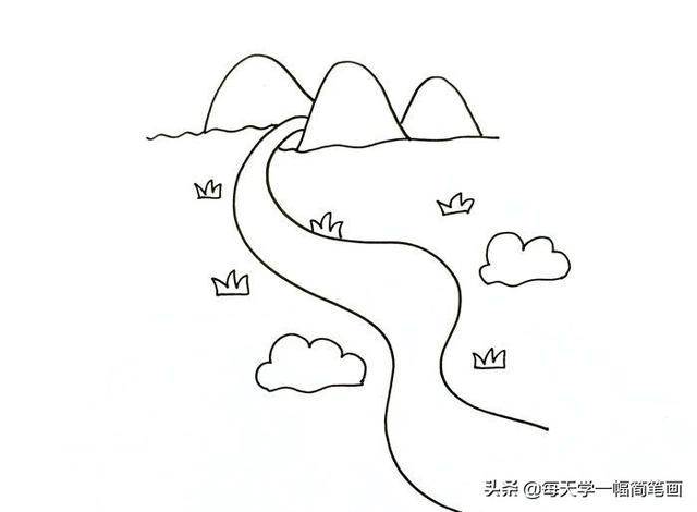 三峡风景简笔画图片