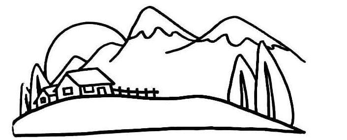 小学生画大山风景画图片