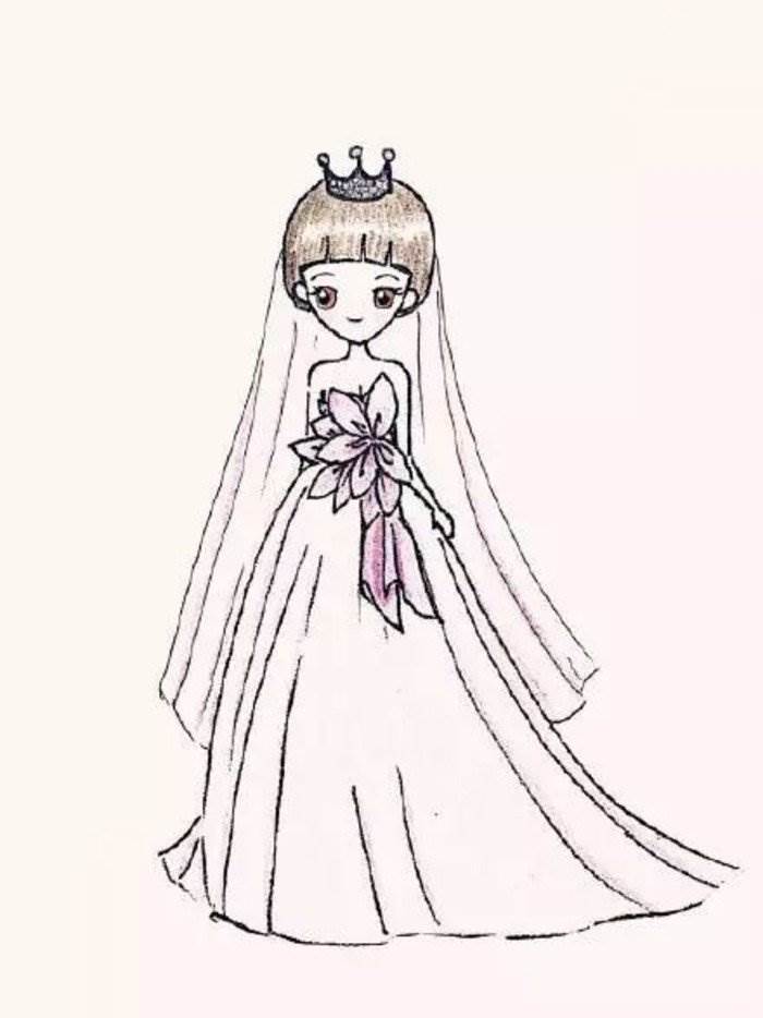 公主简笔画婚纱图片