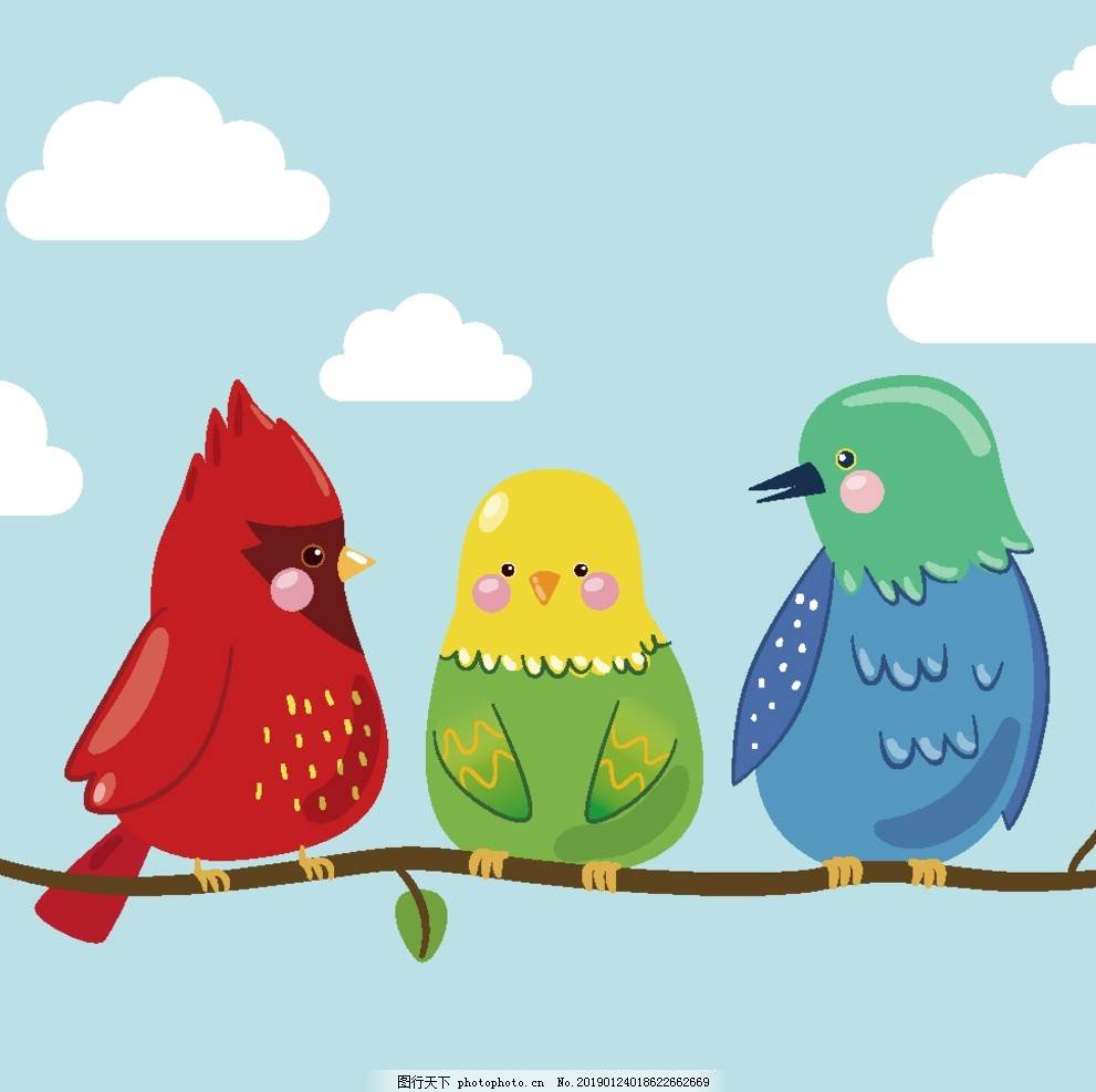 鸟类动物简笔画 彩色图片