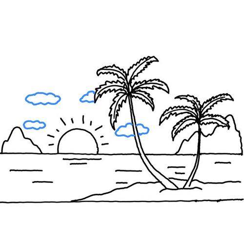 海边风景儿童简笔画图片