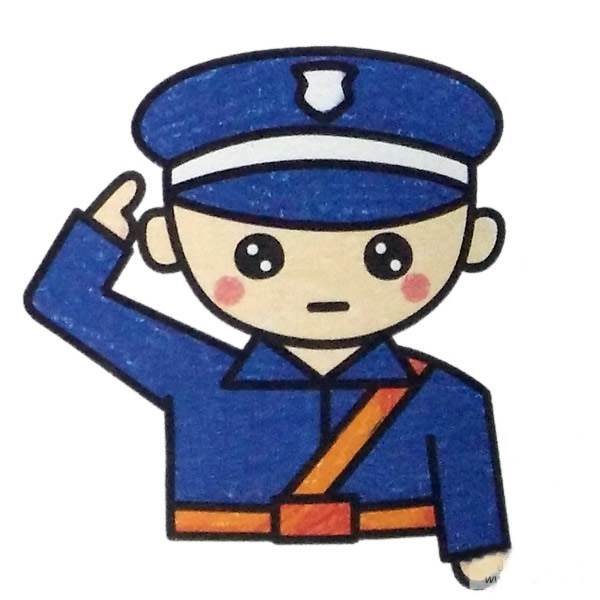 儿童简笔画小警察图片