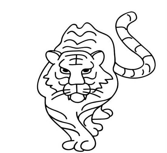 老虎简笔画画法【绘画教程】一只凶猛老虎的画法