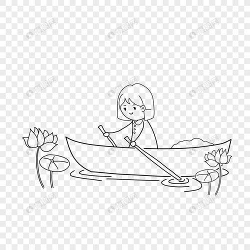 划船的简笔画简单图片