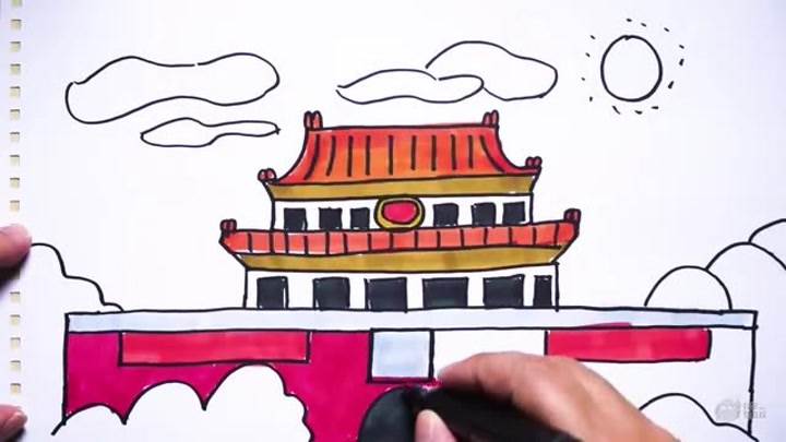 中国简笔画 北京天安门儿童绘画