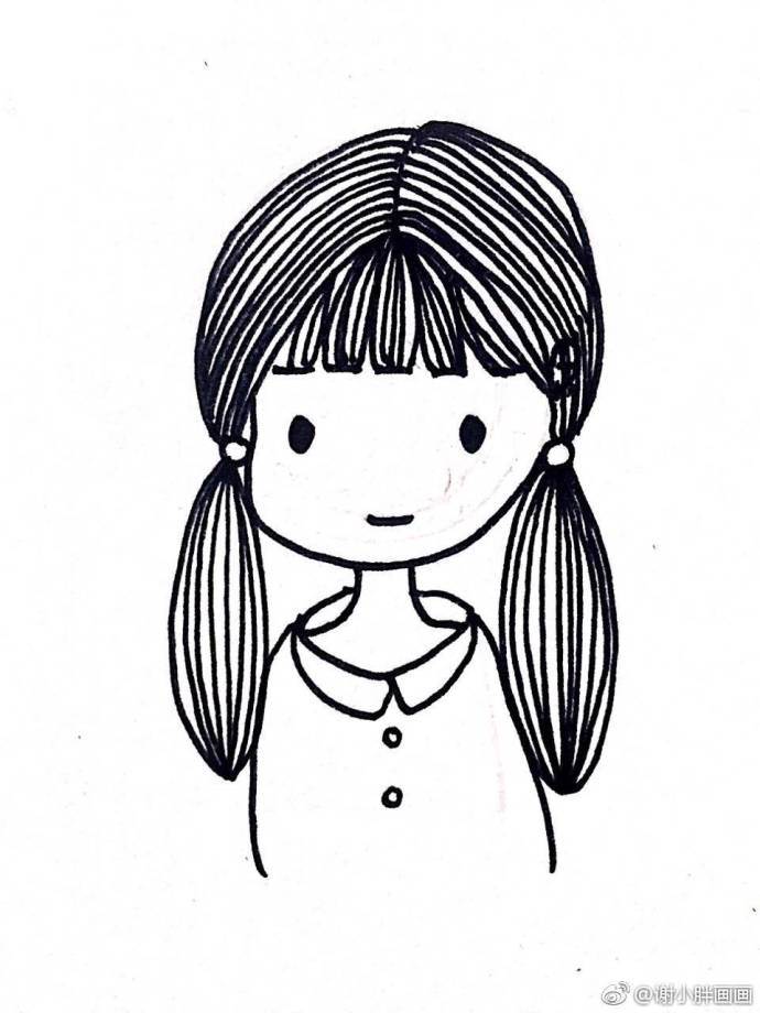最新发型简笔画 9月最新小女孩发型简笔画