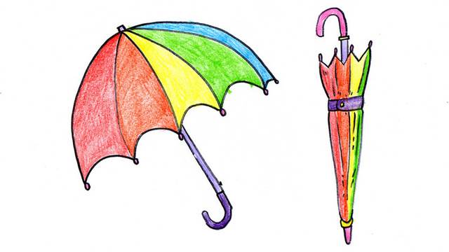 一组雨伞简笔画,小画家们可以试试哦~雨伞简笔画图片大全
