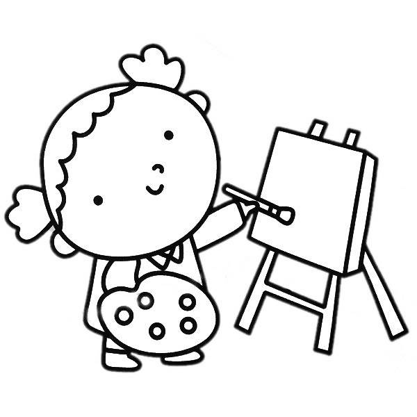 幼儿正在画画简笔画图片