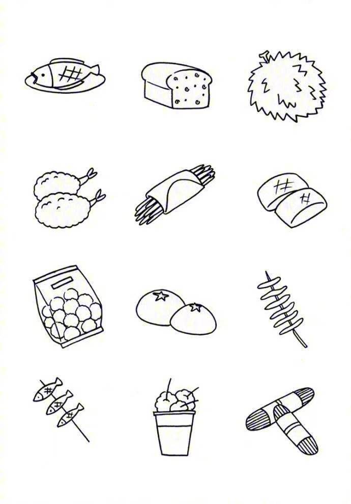 中华美食简笔画 食物图片
